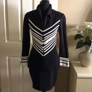 Designer Tadashi back & whit skirt suit